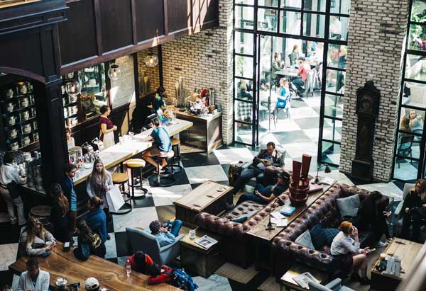 overview of a busy restaurant