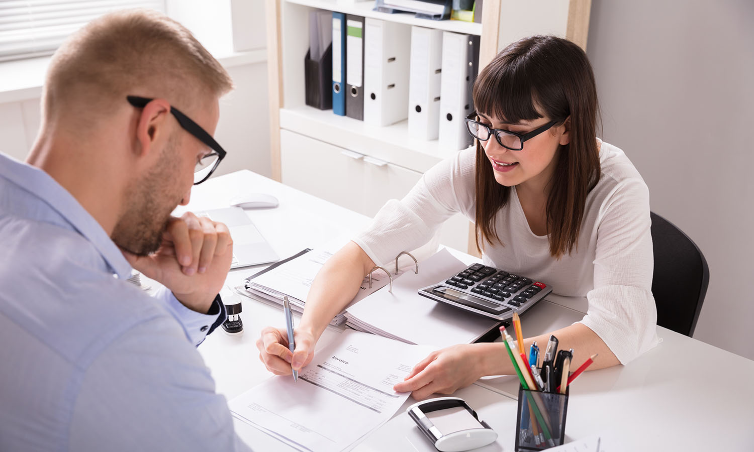 An accountant meeting with client