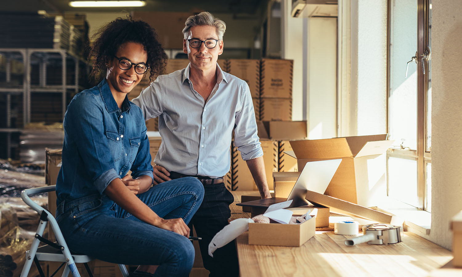 Two business partners working