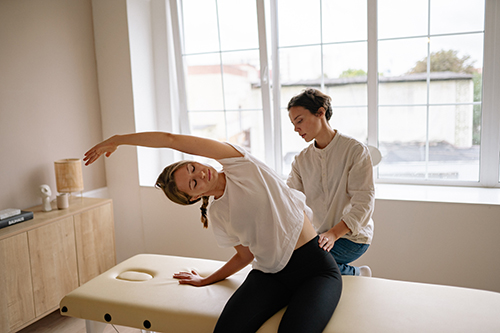 Recovery exercise on massage table