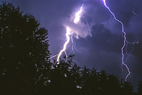 thunder lightning over campground