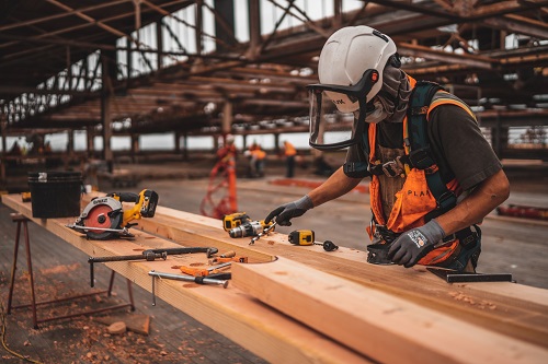 A contractor working construction