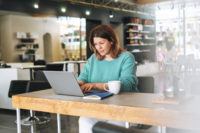 A self-employed professional researching her insurance options.