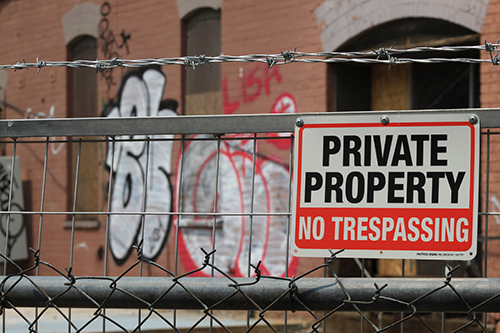 private property vacant commercial property vandalized