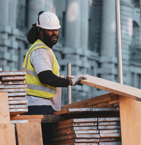 A construction worker at a job site