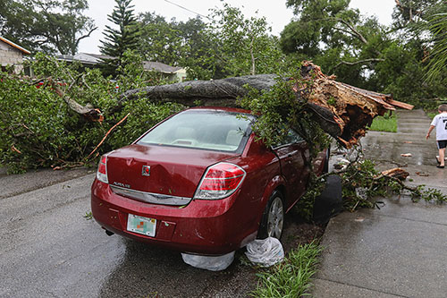 Car damaged by storm