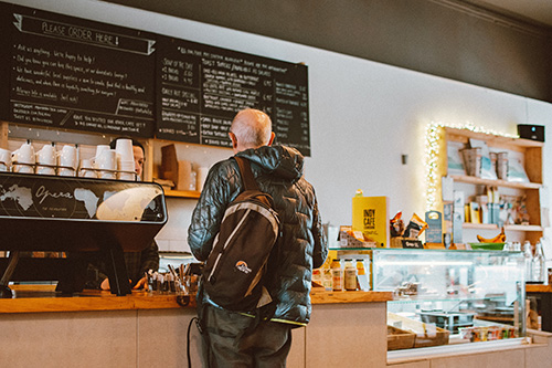 customer at coffee shop