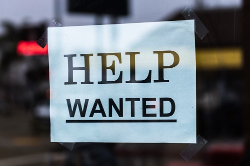 A help wanted sign