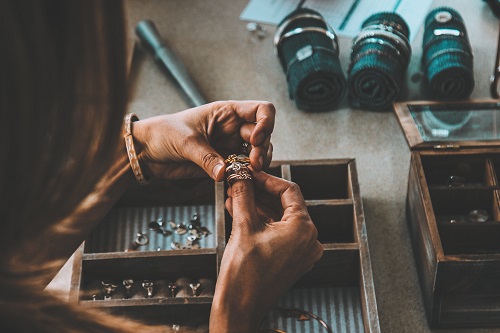 A woman making jewellery