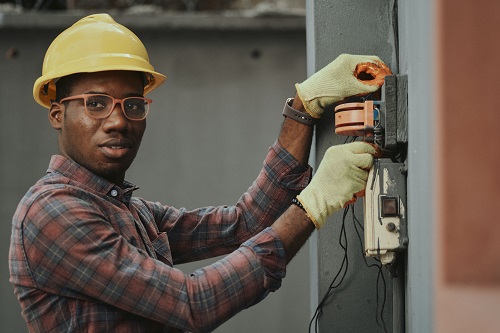 An electrician working