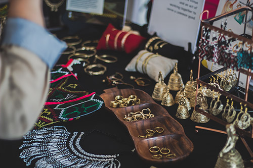 homemade jewelry on display