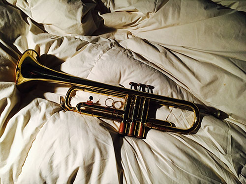 trumpet trumpet on the bed