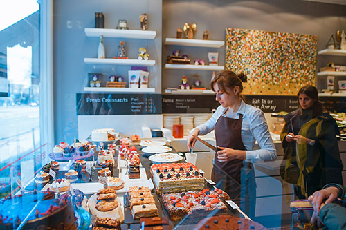 customer inside bakery shop