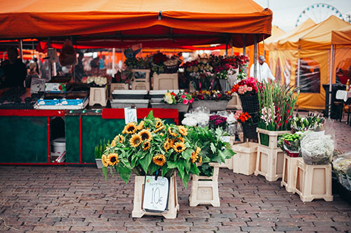 farmers-market tents at farmers market