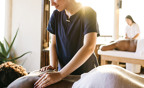 Massage therapist at a spa