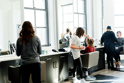 customers at hair salon