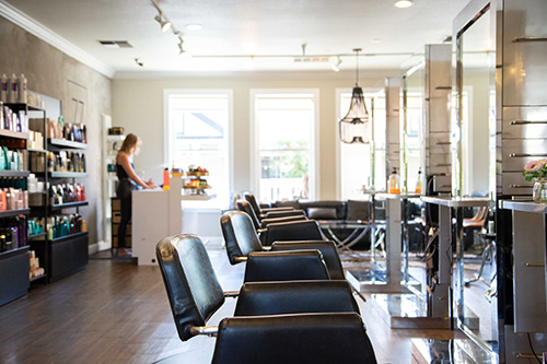 inside at a hair salon