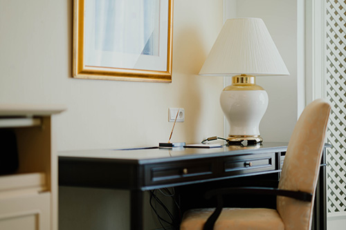 ceramic lamp on desk