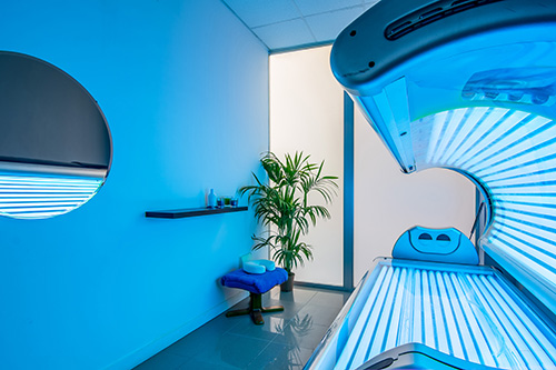 tanning bed inside salon