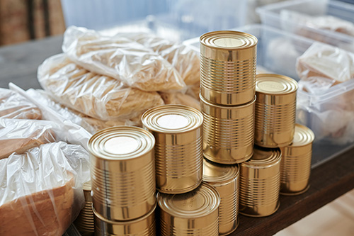 canned beans at convenience store