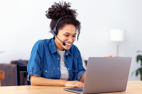 A virtual assistant helping one of her clients.