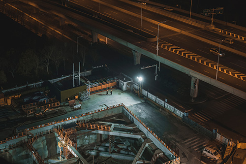 construction site at night