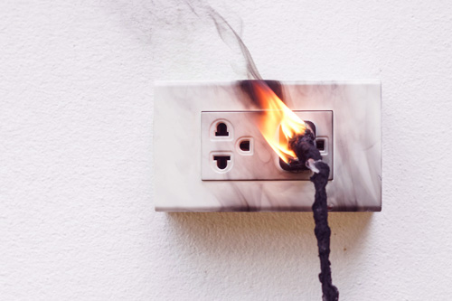 Electrical outlet fire