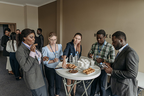 guests eating at a conference event