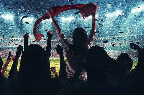 Spectators at soccer game